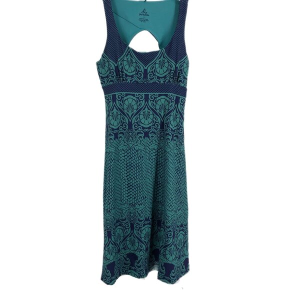 Prana Blue/Green Pattern Workout Dress | Padded Bra Attached - Picture 1 of 6